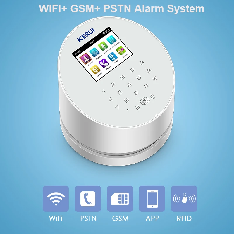 KERUI W2 Wireless WIFI GSM PSTN Security Alarm System Phone APP Remote Control Smart Smoke Detector Home Burglar Alarm System