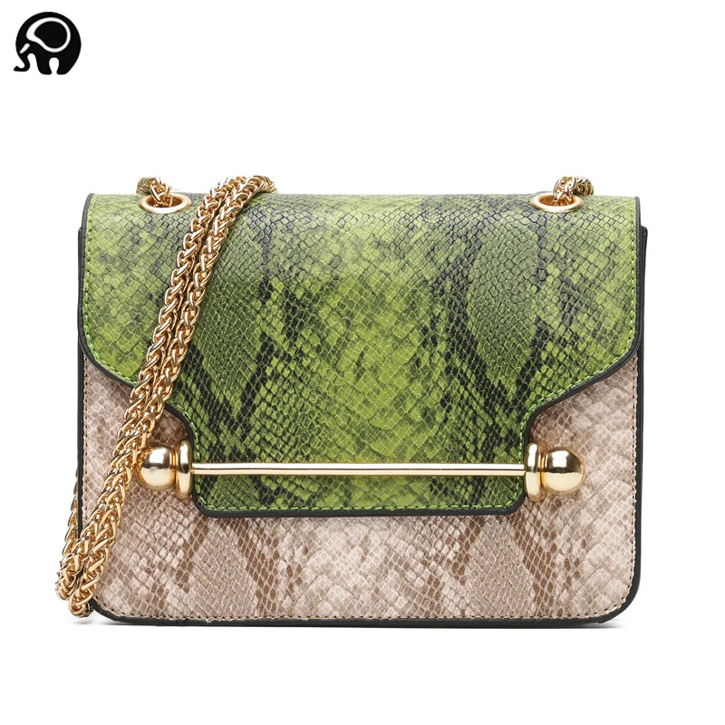 

2018 Genuine Leather chain Shoulder Messenger Bag Lady snake leather color designer handbags high quality Mini Shoulder Bags