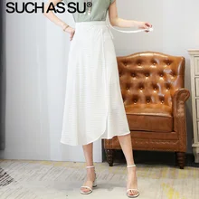 Новинка, 6 цветов, шифоновая юбка в горошек, женская одежда, Летняя асимметричная юбка с высокой талией на шнуровке, женские юбки миди