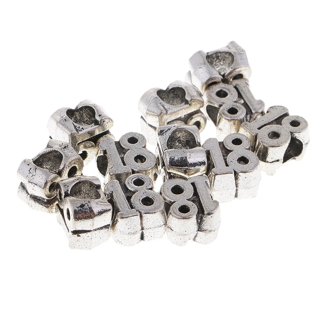Pack of 12 Beautiful Large Hole Beads Metal Decorative Beads for Clothing Bags Shoes Bracelet Decor	