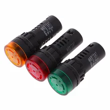 Buzzer Lamp AD16-22SM LED Flash Alarm Indicator Signal Lamp With Buzzer 12V Red Green Yellow
