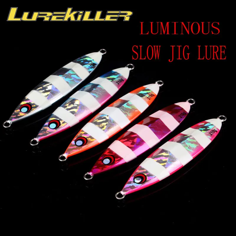 

On sale! New arrival Lurekiller Luminous Slow jig lure lead fish lure 60g 80g 120g 150g 210g metal jigs saltwater fishing lures