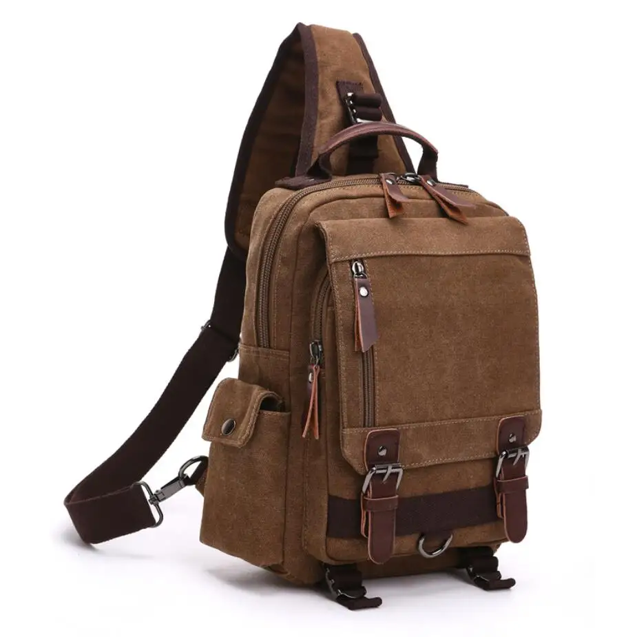 

New Fashion Canvas Outdoor Travel Cross-body Chest Bag Unisex Shoulder Bag Vintage Stylish Messenger Pack For Girl Lady Teenager