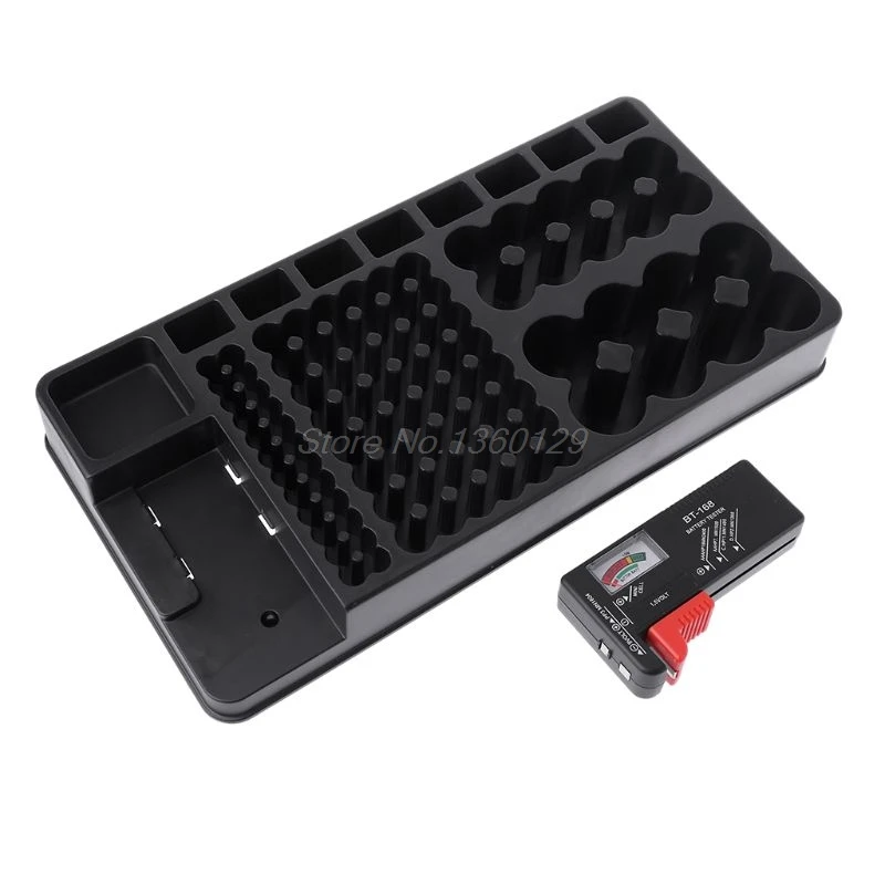 

Large Capacity Battery Organizer With Removable BT-168 LCD Tester Storage Case Box Portable For AA AAA D C 9V 1.5V Cell Battery