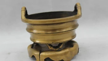 

4"Chinese Marked Folk Pure Bronze Lucky Tree flower Burner incense burner Statue