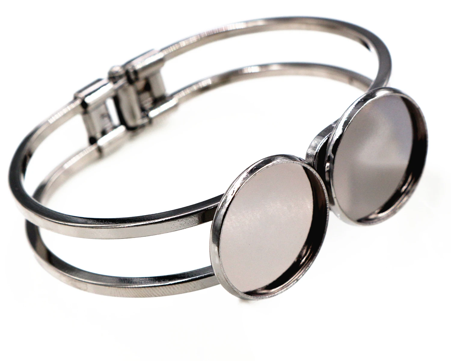 

High Quality 20mm Gun Black Colors Plated Bangle Base Bracelet Blank Findings Tray Bezel Setting Cabochon Cameo -L6-14