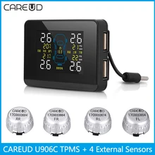 CAREUD U906C Car TPMS 2 USB Ports for SmartPhone Wireless Tire Pressure Monitor Alarm System with