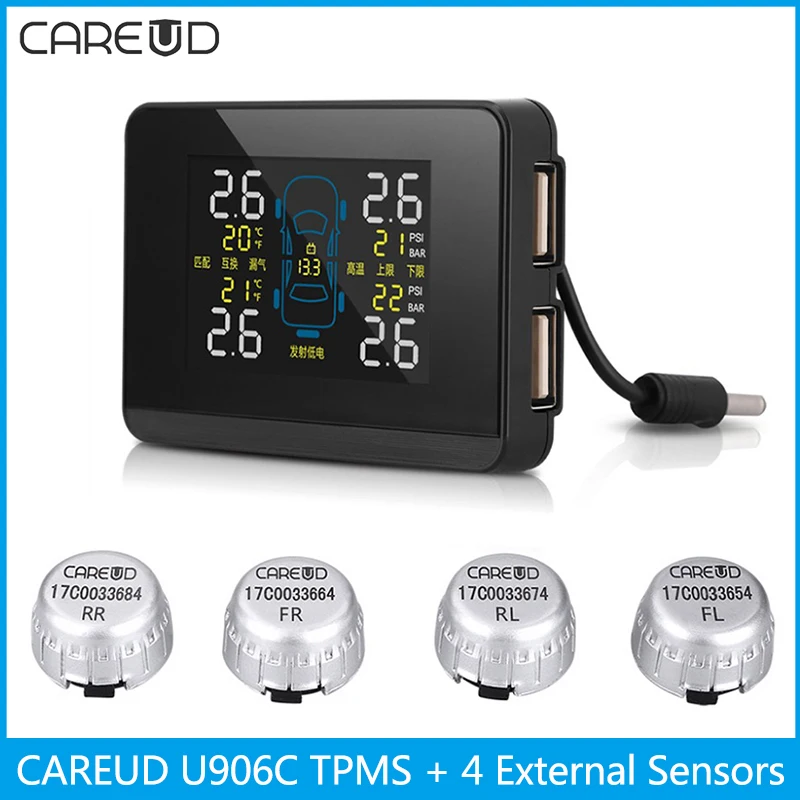 CAREUD U906C Car TPMS 2 USB Ports for font b SmartPhone b font Wireless Tire Pressure