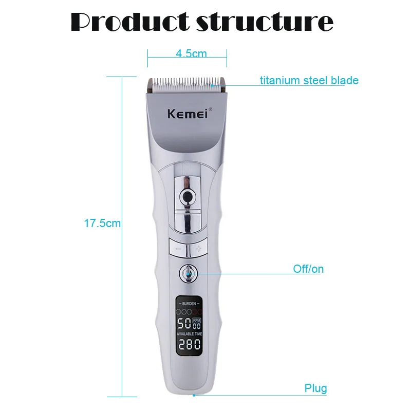 100-240V Kemei hair trimmer rechargeable clipper men electric shaver beard trimmer hair cutting machine barber electric razor