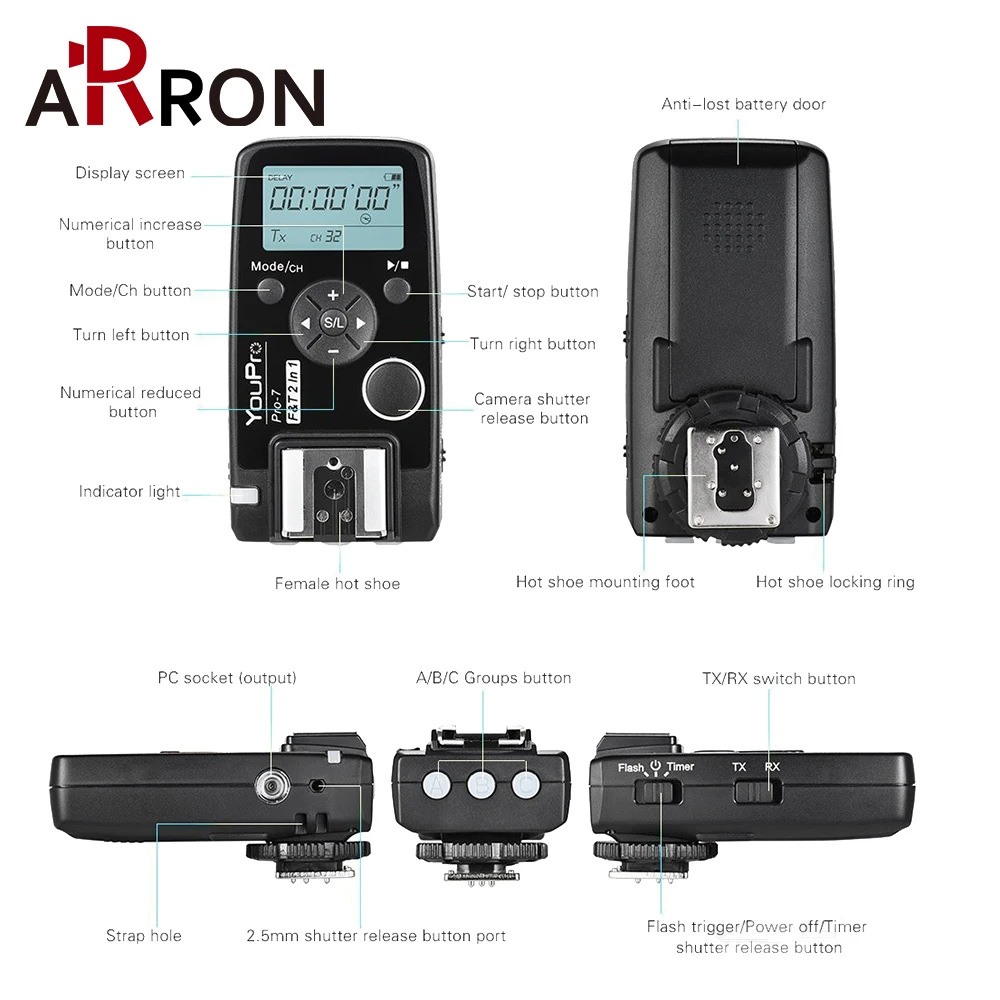 Новинка YouPro Pro 7 2 в 1 беспроводной триггер затвора для вспышки DC0 Nikon D4 D200 D810 D800 D800E