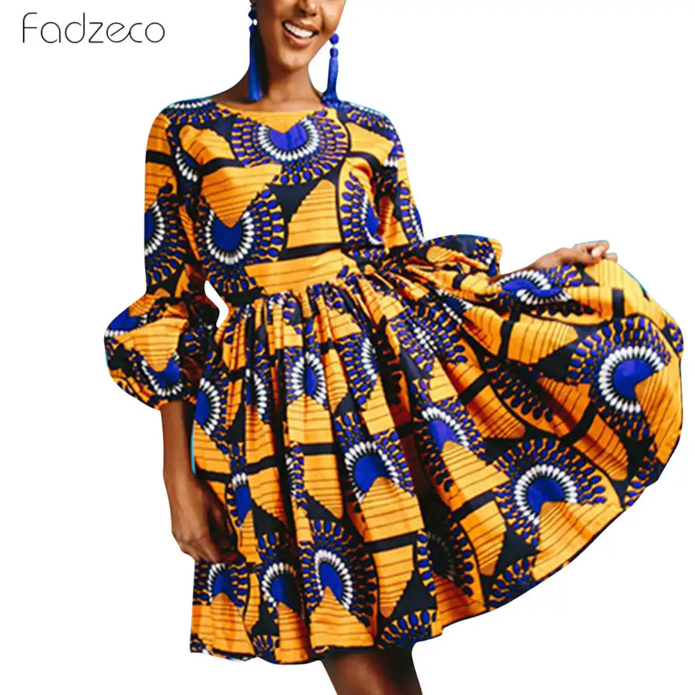 Fadzeco 19 Abiti Africani Per Le Donne Girocollo Mini Vestito Maniche A Palloncino Pieghe Del Vestito Piu Il Formato African Tribal Vestiti Di Stampa Abbigliamento Afro Aliexpress