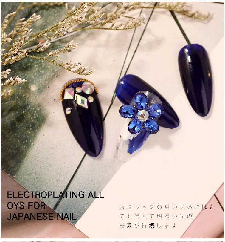 10pcs/lot super big luxury metal Nail art jewelry drop tears Rhinestone flower nails parts decorations Manicure Nail Accessories