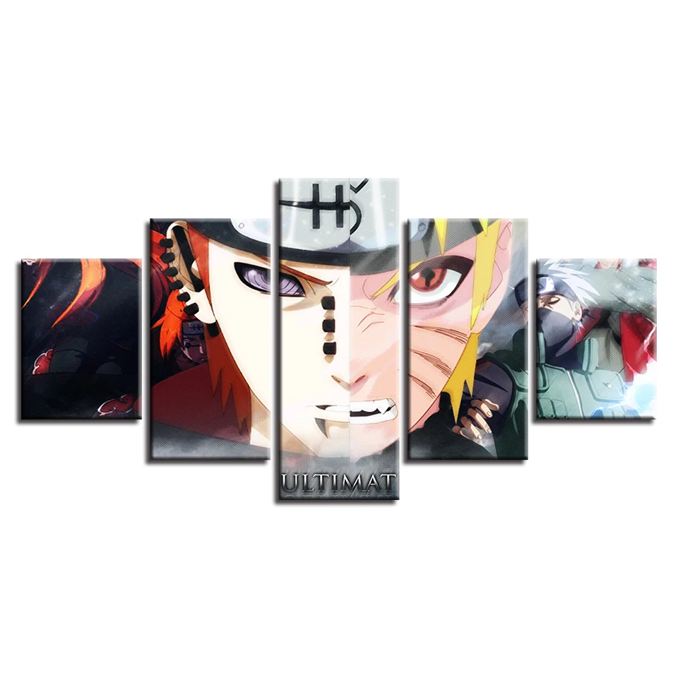 Waliicorners Wall Art Poster Modern Home Decor Living Room Or Bedroom 5 Panel Anime Naruto Canvas Print Painting Modular Pictures Frame 9