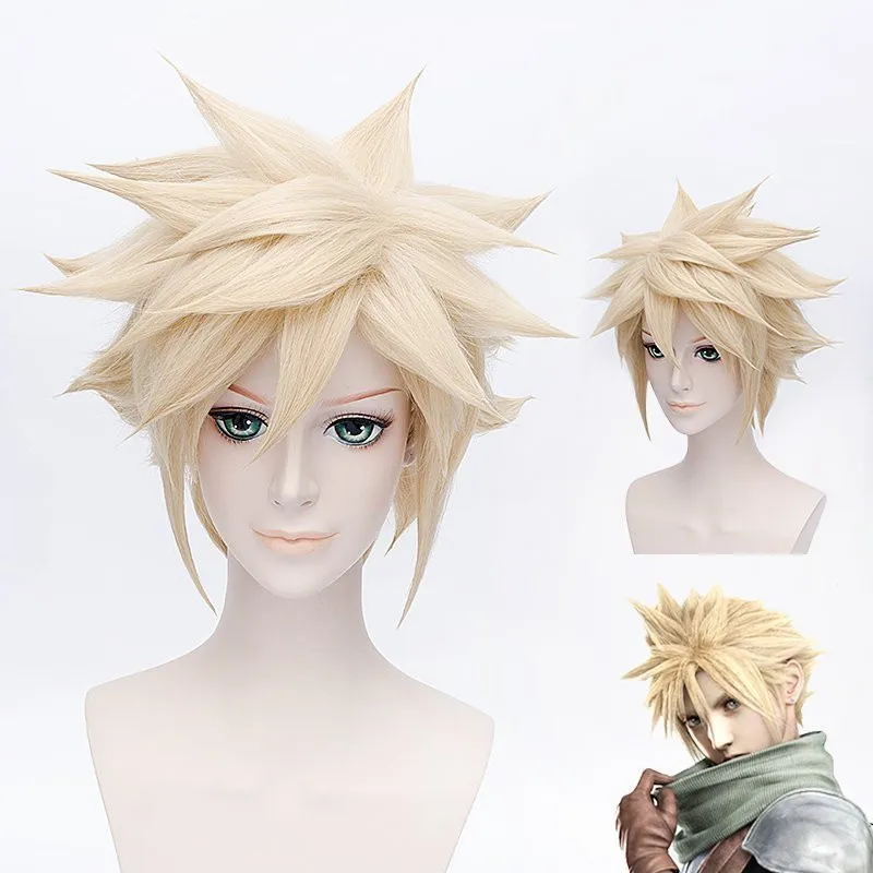 

Anime FF15 FINAL FANTASY 7 Cloud Strife Cosplay Wig Halloween,Party,Stage,Play Short Hair Light golden High quality