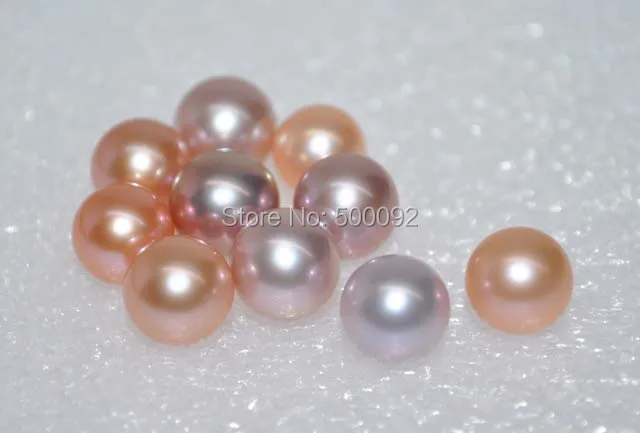 

AAA Lots 2 pcs 9mm round half drilled freshwater pearl