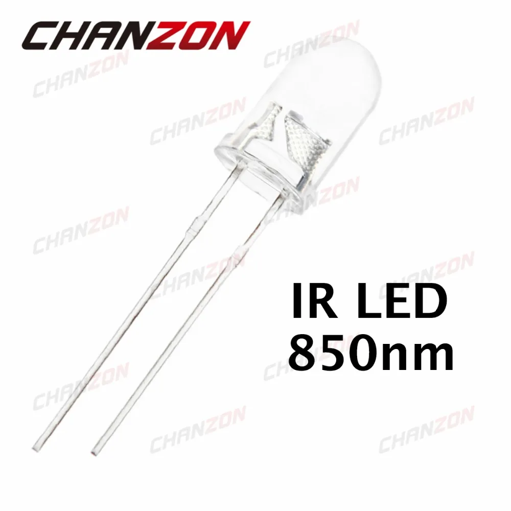 Светодиодный ИК светильник с прозрачными линзами 50 нм 5 мм 100 шт.|infrared diode|light emitting
