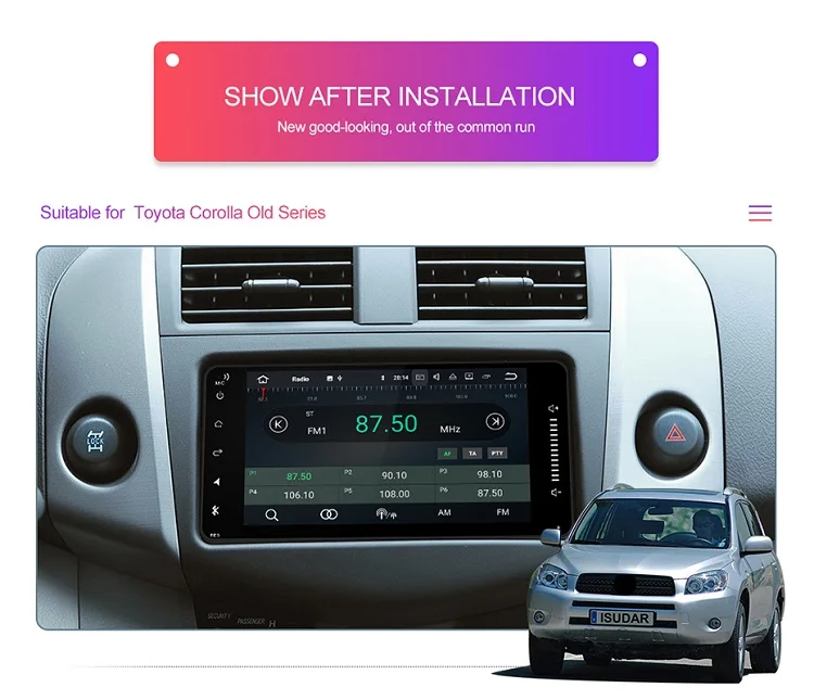 Excellent Isudar 2 Din Auto Radio Android 9 For Toyota/Corolla/Terios/Altis/RAV4/CAMRY Universal Car Multimedia Video Player GPS USB DVR 4