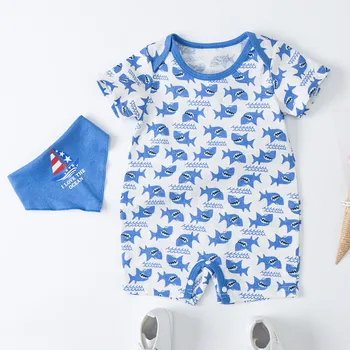 

Infant Newborn Kids Boys Girls Shark Cartoon Rompers + Pinafore Outfits Clothes
