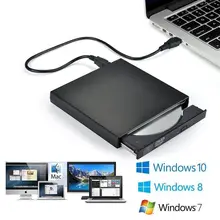 Тонкий внешний оптический привод, USB 2,0 DVD комбинированный DVD ПЗУ, проигрыватель, запись, Plug and Play, для Macbook, ноутбука, настольного ПК