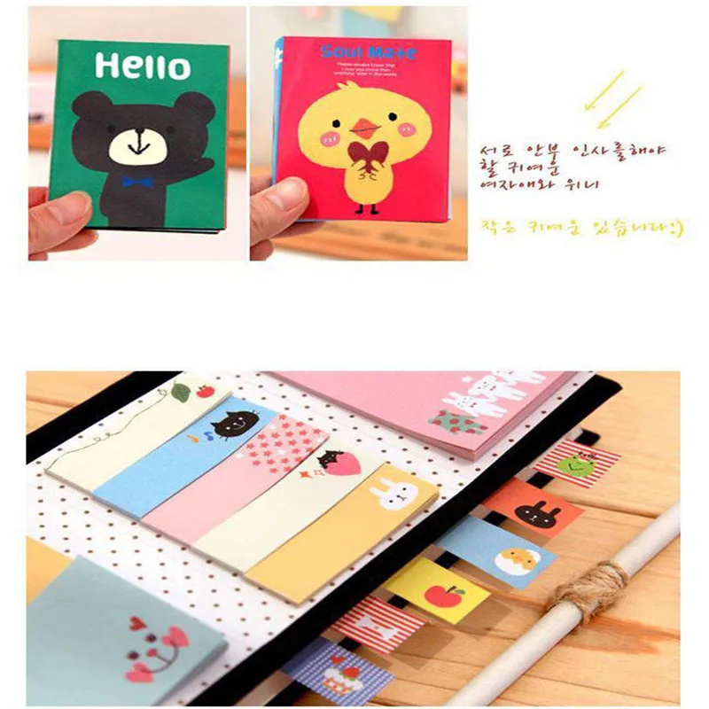 Животные кошка медведь милый каваи липкий блокнот для заметок школьные принадлежности планировщик наклейки бумага Korean корейские канцелярские принадлежности