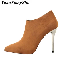 

New 2018 Pointed Toe Women Boots High Heels Basic Shoes Winter Ankle Boots For Women Autumn Casual Female Boots Fashion Shoes