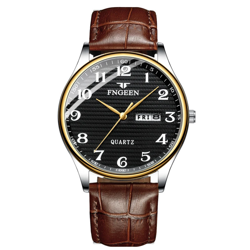 leather black Часы мужские деловые водонепроницаемые кварцевые мужские часы с датой модные часы из нержавеющей стали для мужчин Relogio Masculino - Цвет: leather black