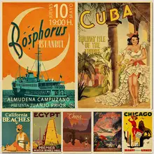 Ретро путешествия Голливуд/Куба Ретро плакат, крафт-бумага путешествия постер декоративная стена наклейка домашний бар украшение подарок для малыша Home Art