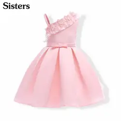 SISRERS/Одежда для девочек, платья, Свадебные Платья с цветочным принтом, купальники, розовая детская одежда принцессы, летняя детская одежда
