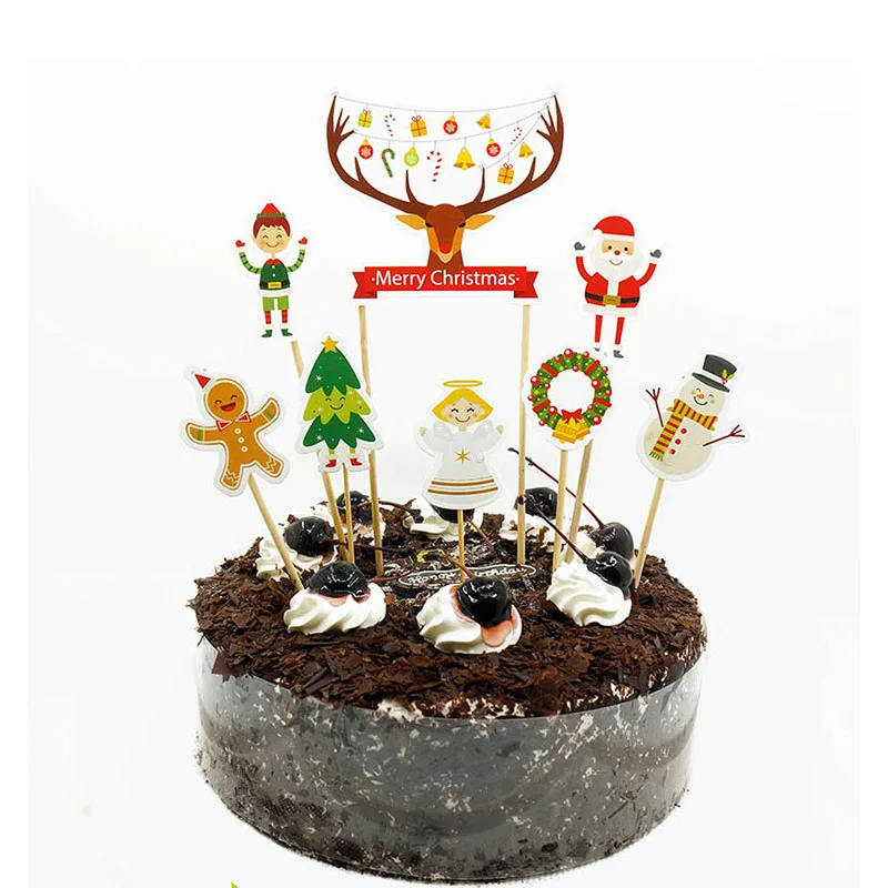 Christmas Cake Flags Reindeer Santa Claus Merry Christmas Christmas Cake Flags Reindeer Santa Claus Merry Christmas