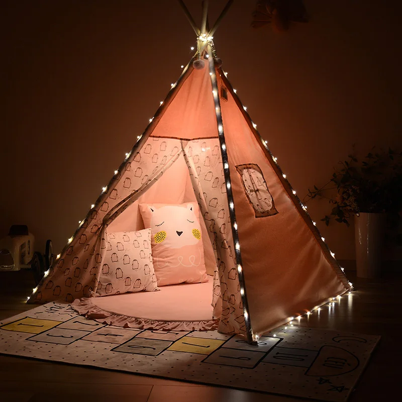 Треугольник Wigwam детский тент Крытый Teepee дом для детей игровая комната холст Типи детские игрушки мальчики девочки подарки фото 4 полюса