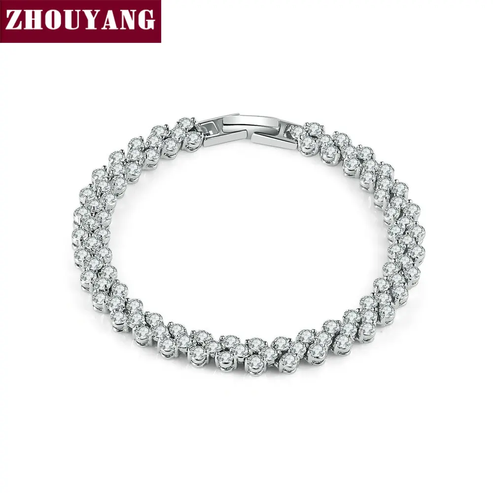 

Bracelet For Women Noble Wedding/Party Bracelet Shining Silver Color Cubic Zirconia Fashion Jewelry JSH001 ZHOUYANG