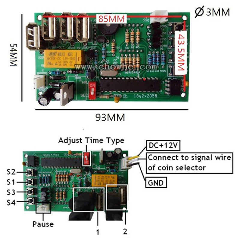 

JY-18A USB time control Timer Board Power Supply for coin acceptor and arcade slot game vending machine