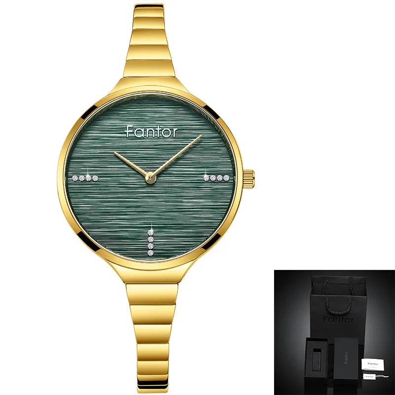 Relogio Feminino Fantor брендовые модные элегантные женские часы водонепроницаемый браслет рифленая нержавеющая сталь Женские кварцевые наручные часы - Цвет: WF1023L03