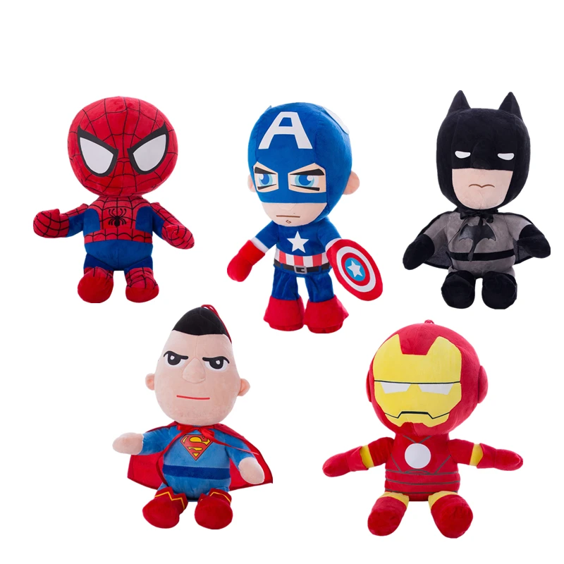 

28CM Disney Marvel Avengers Stuffed Animals Plush Dolls Toys Anime Superman Spiderman Iron Man Captain America Doll Kid Gift