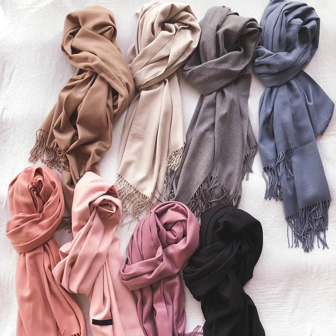 

Winter Rabbit hair blended scarf men Korea Soft Rabbit's Hair Blending Solid Color Tassels Lengthen large scarf women lw9155