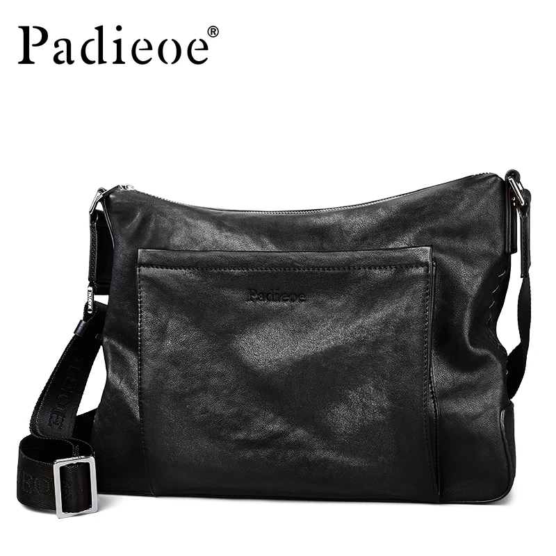 

Padieoe Luxury Genuine Leather Shoulder Bag for Men Large Capacity Business Travel Leather Bag Fashion Vintage Crossbody Bags