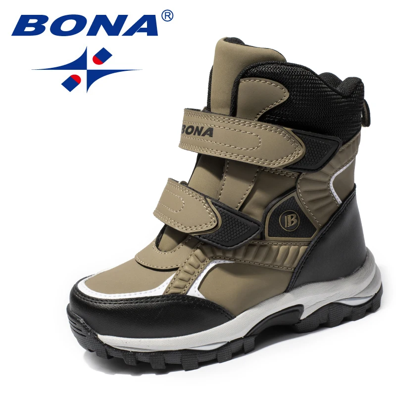 Children Boots BONA New Classics Style Hook & Loop Boys Snow Leather Ankle Outdoor Fashion Sneakers
