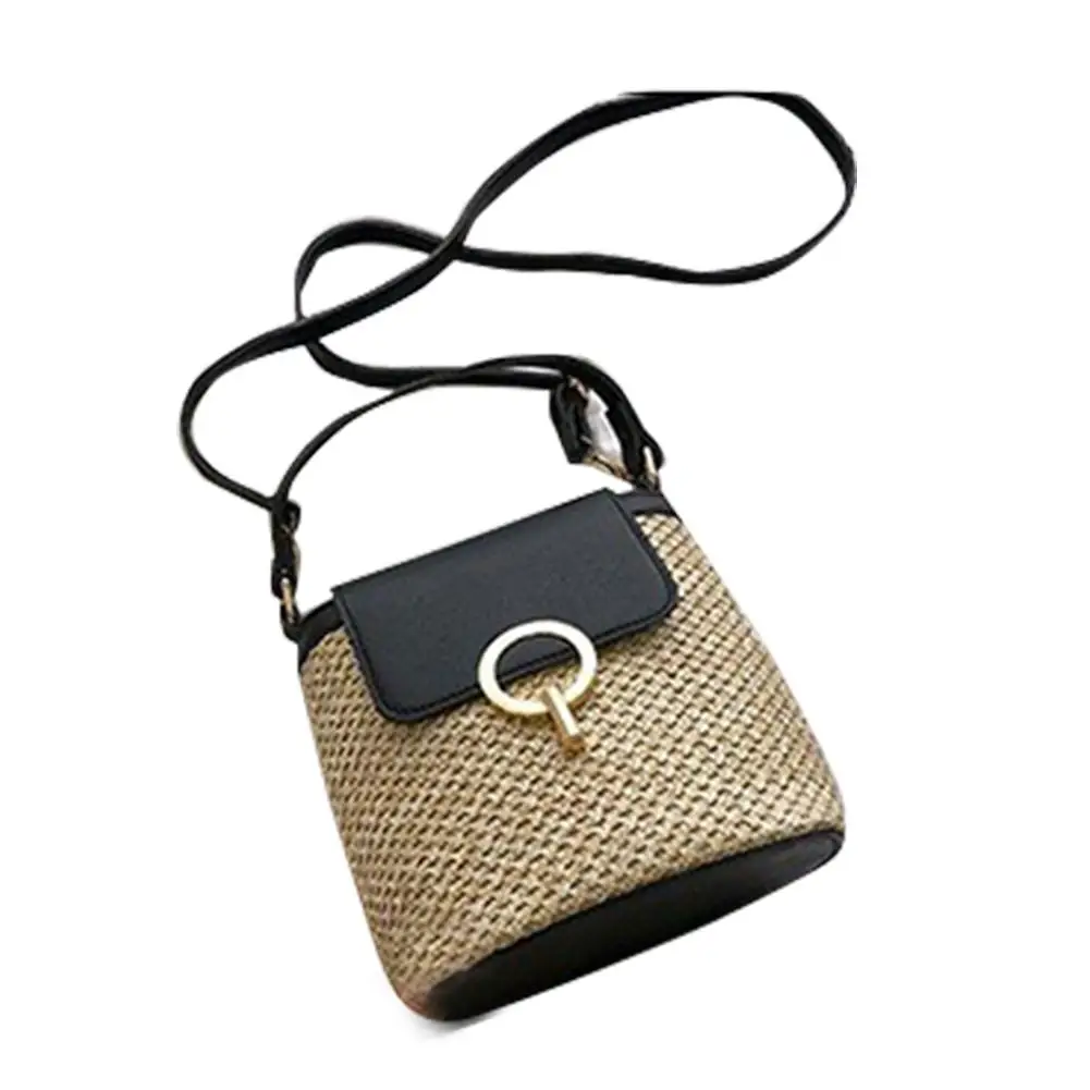 2019 новая Плетеная соломенная сумка ручной работы простая сумка через плечо портативное ведро пляжные дорожные женские сумки