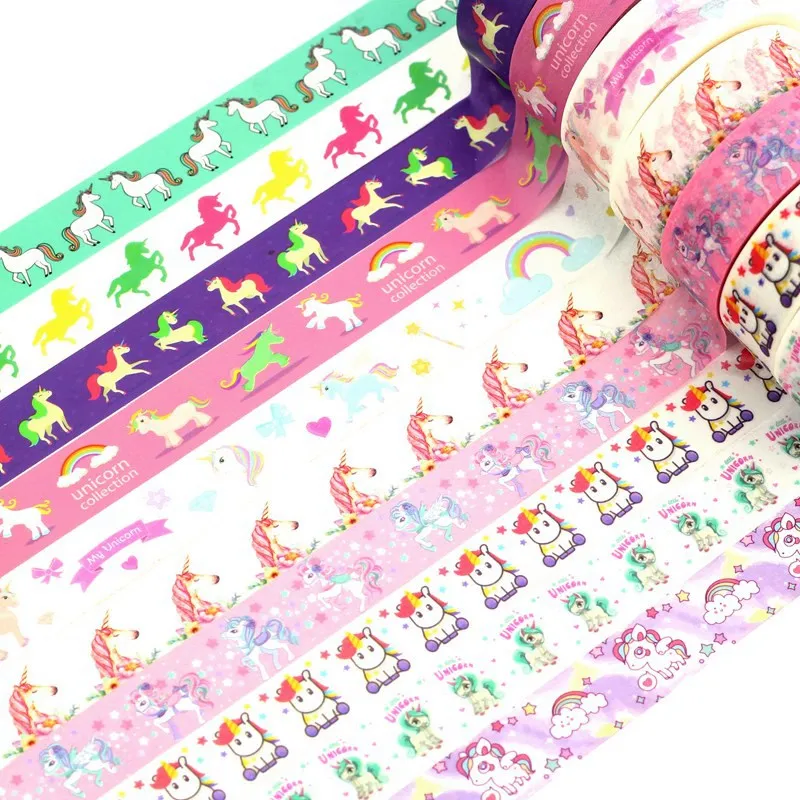 

10pcs/lot Decor Japanese Washi Tape Unicorns Set 1.5cmx10m Custom Print Scrapbooking Masking Tape Adhesive Paper Tapes wholesale