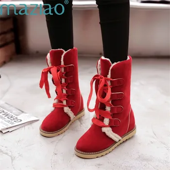 

winter boots women short plush cross-strap waterproof platform inner heightening warm women boots 2019 MAZIAO
