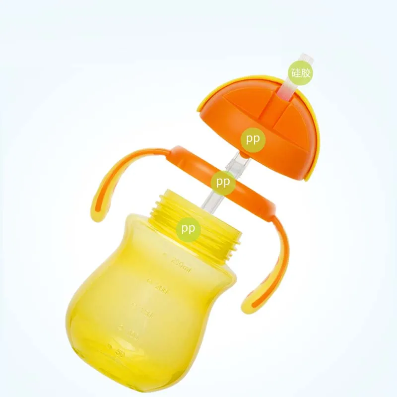 250 мл бутылочки для кормления детей мягкая силиконовая трубочка бутылочка-непроливайка Детские тренировочные чашки лягушка медведь вставка дизайн