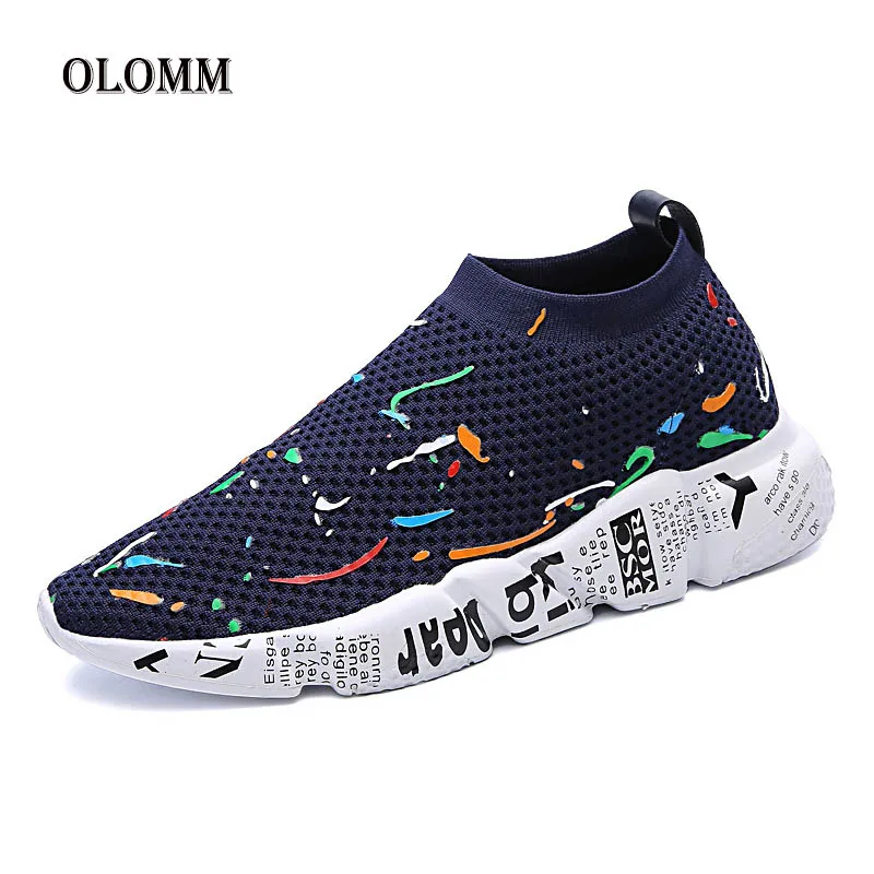 

OLOMM Men's Sports Shoes 2019 Summer Brand Men's Shoes Unisex Breathable Casual Shoes Comfortable Mesh Non-slip Running Shoes