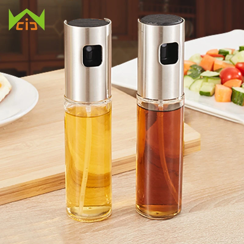 WCIC 100ml Stainless Steel Olive Pump Spray Bottle Oil Sprayer Oiler