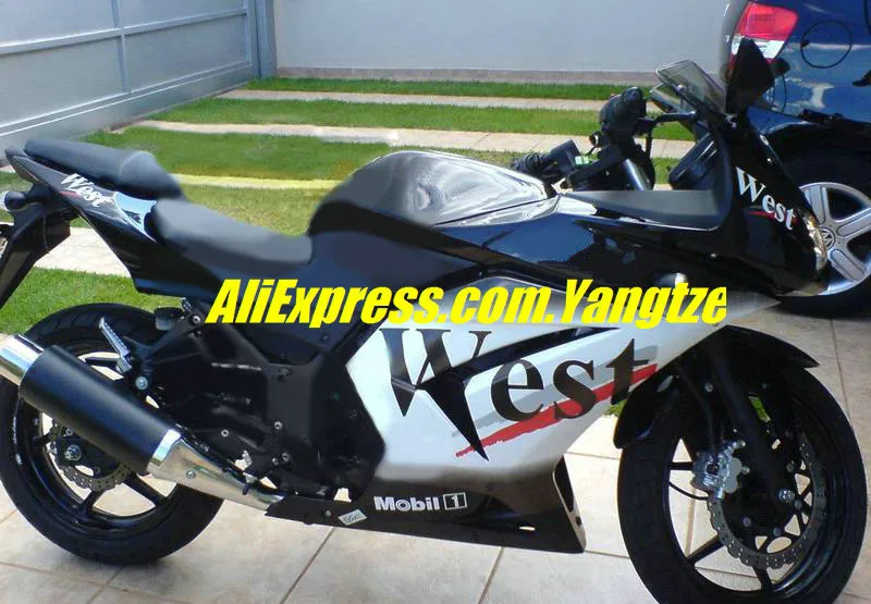 Черный, комплект белой обшивки для KAWASAKI Ninja ZX250R ZX-250R 2008 2012 ZX 250R EX250 08 09, 10, 11, 12, материалы для инжекционного литья комплект