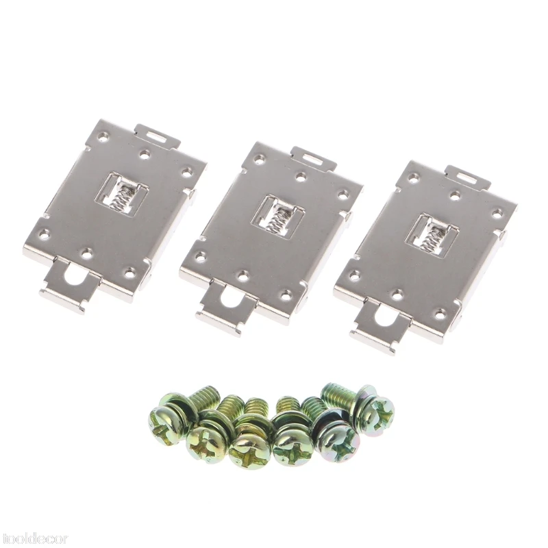 

3Pcs Single Phase SSR 35mm DIN Rail Fixed Solid State Relay Clip Clamp w./ 6 Mounting Screws -B119