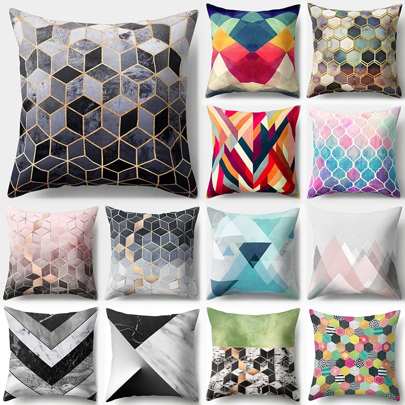 

1Pcs Colorful Gemetric Pattern Polyester Throw Pillow Cushion Cover Car Home Decoration Sofa Bed Decorative Pillowcase 40507