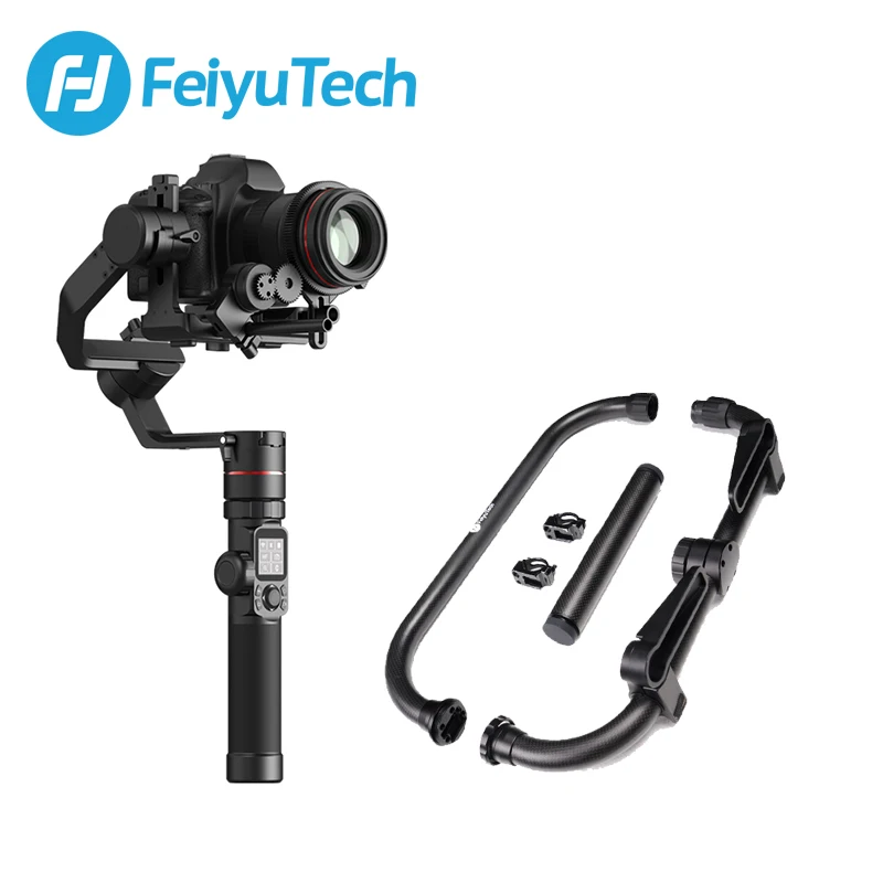with dualhandle grip FeiyuTech AK4000 3-осевой Камера карданный стабилизатор DSLR штатив 4 кг грузоподъемность с лампой накаливания для непрерывного изменения фокусировки Управление для Canon 5D Panasonic SONY - Цвет: with dualhandle grip