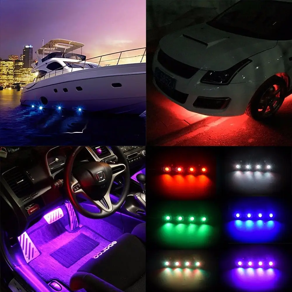 Us 49 0 18 Off 4 8 Pods Led Rock Light Kits Led Light For Off Road Truck Car Atv Suv Under Body Glow Light Lamp Trail Fender Lighting In Car Light