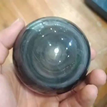 

DHXYZB 60-65mm Natural black obsidian Rainbow eye sphere crystal Quartz Globe Ball Rock stone Mineral Chakra Reiki Healing decor