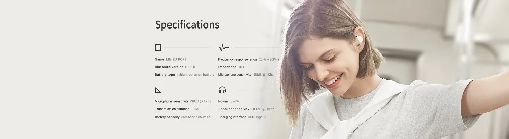 Глобальная версия Meizu POP 2 TW50S, беспроводные наушники Meizu POP2, Bluetooth 5,0, мини наушники-вкладыши, водонепроницаемые, с беспроводной зарядкой